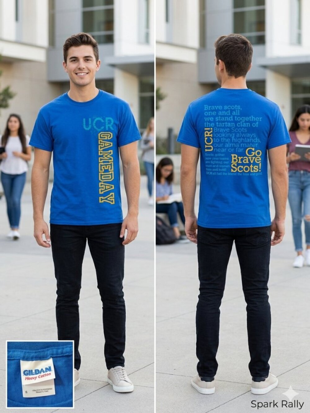 Ultimate College Sport UCR Highlander Game Day Blue TShirt Men Small 100% Cotton